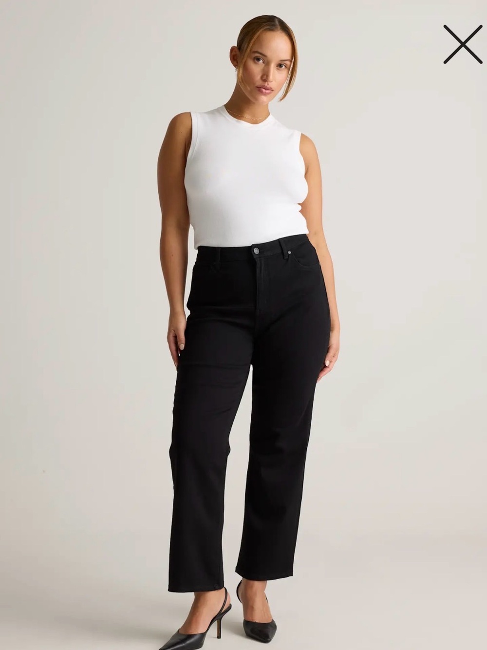 Quince Bella stretch straight Black Denim Jeans